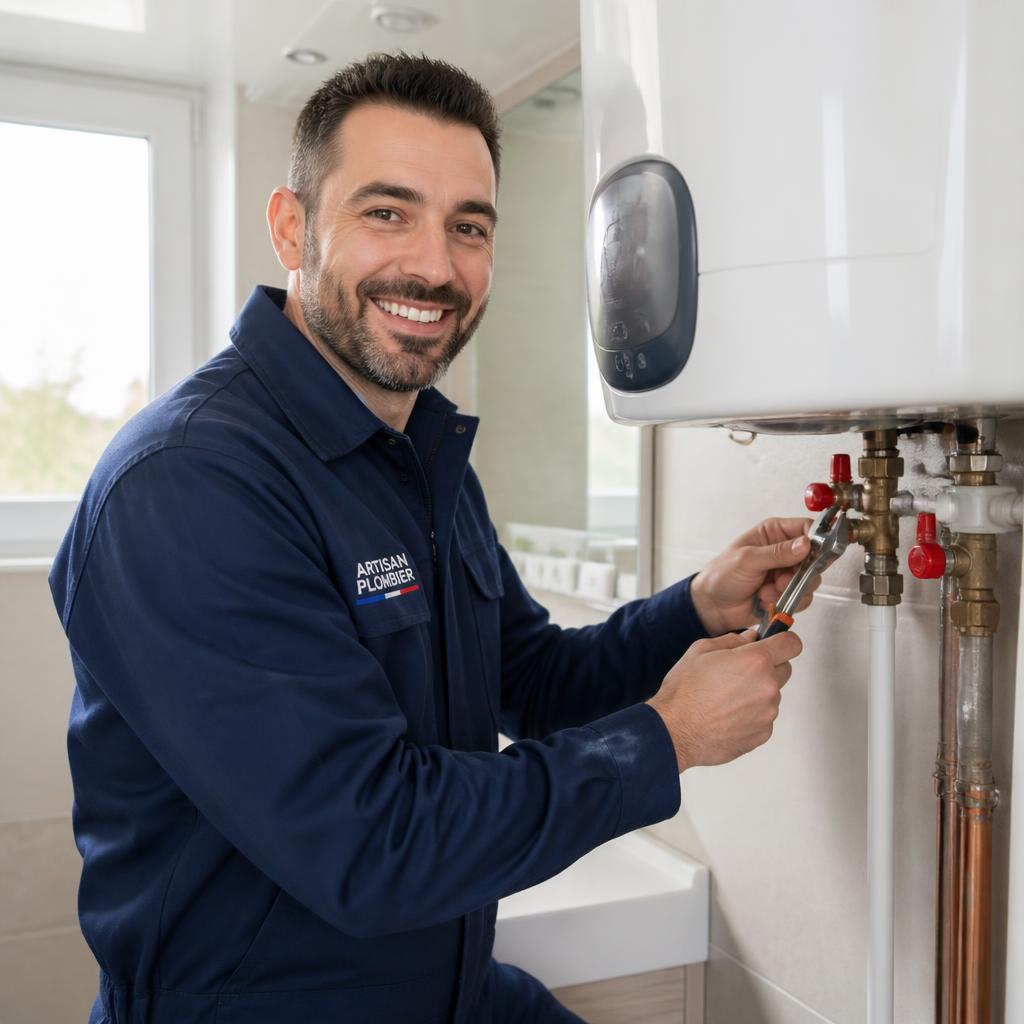 Installation d'un chauffe-eau par un plombier