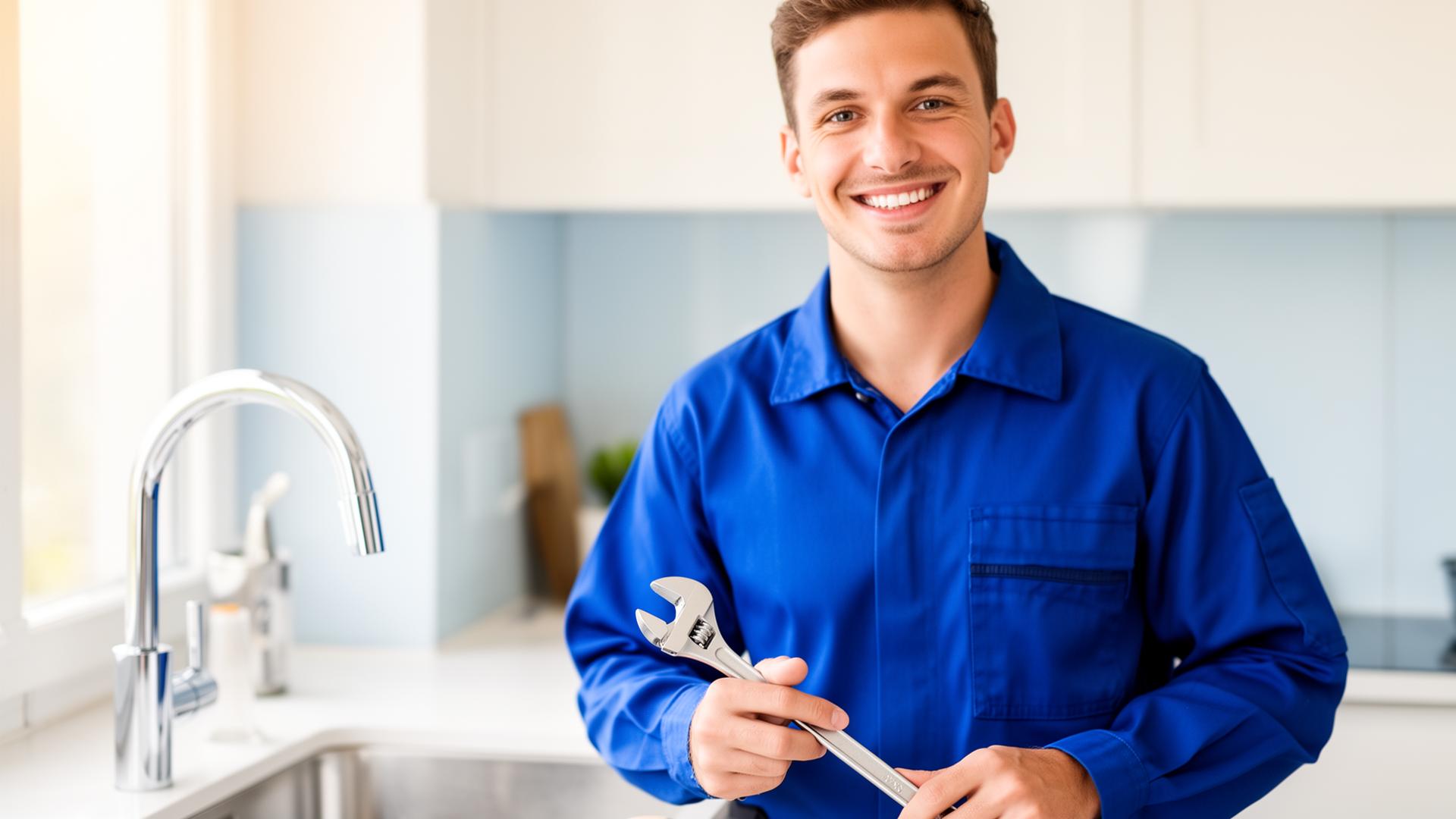 Plombier souriant prêt à intervenir